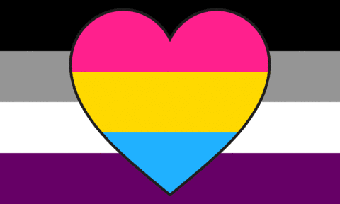 panromantic flag + asexual flag